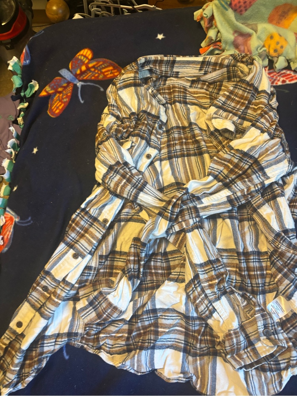 Plaid Button-up in Brown and Cream